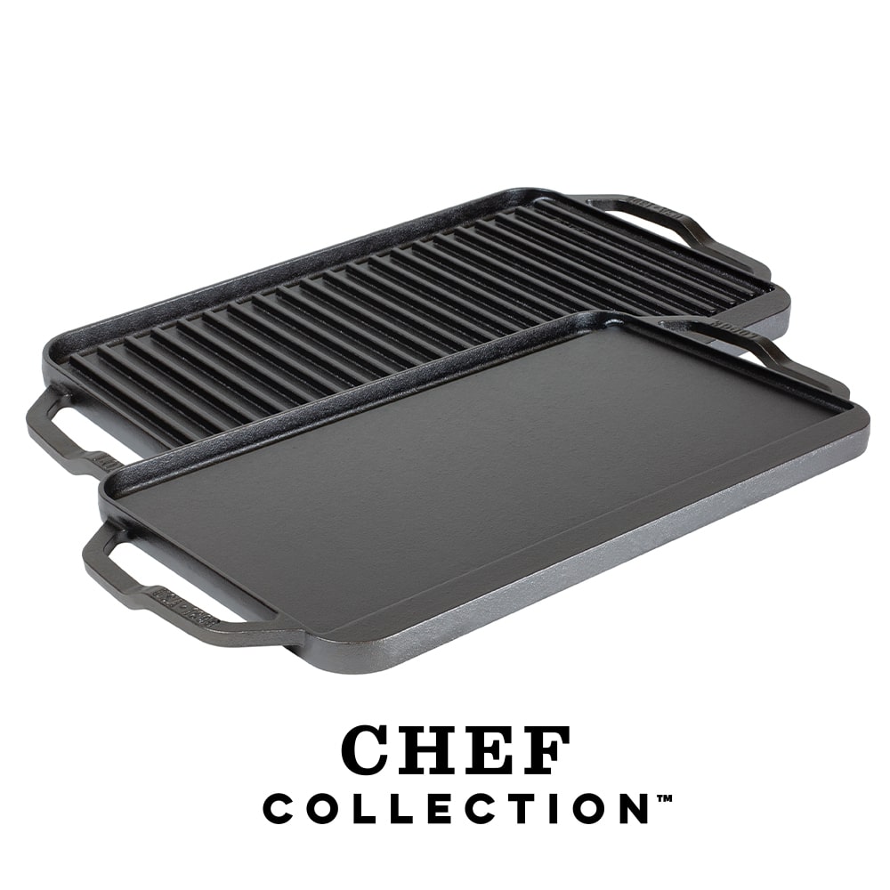 Πλάκα-Σχάρα Διπλής Όψης Μαντεμένια 49,53x25,40cm Chef Collection Lodge LCDRG - 2