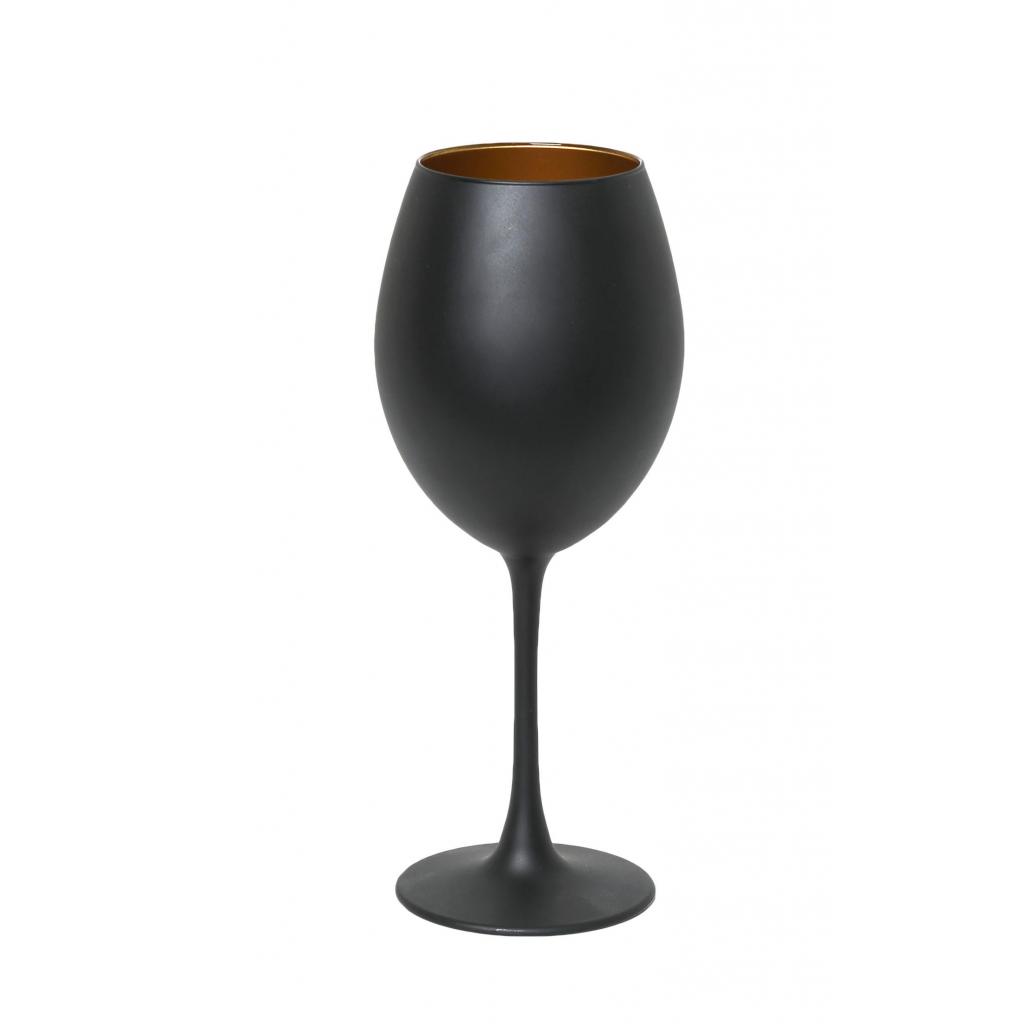 Ποτήρι Κολωνάτο Κρασιού Γυάλινο 550ml Black Gold ''Maya'' Espiel RAB105K6 - 0