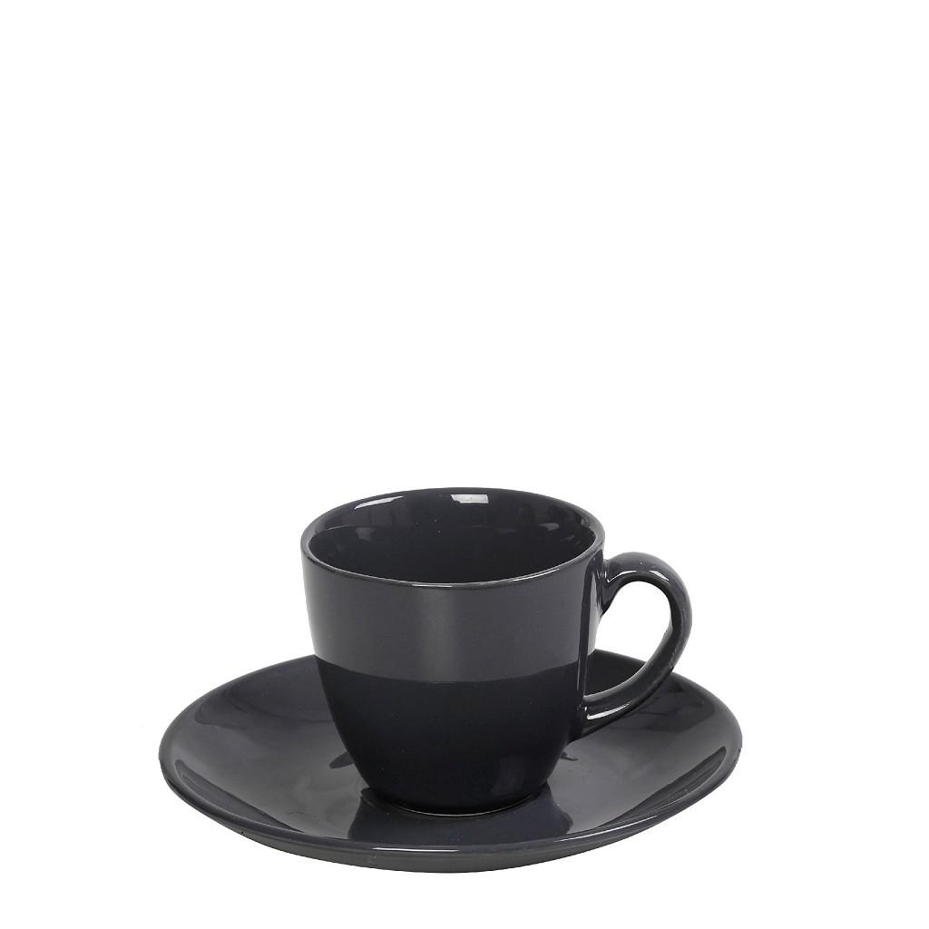 Φλιτζάνι & Πιατάκι Espresso 90ml 12x6cm Stoneware Anthracite Essentials Espiel OWB101K6 - 0