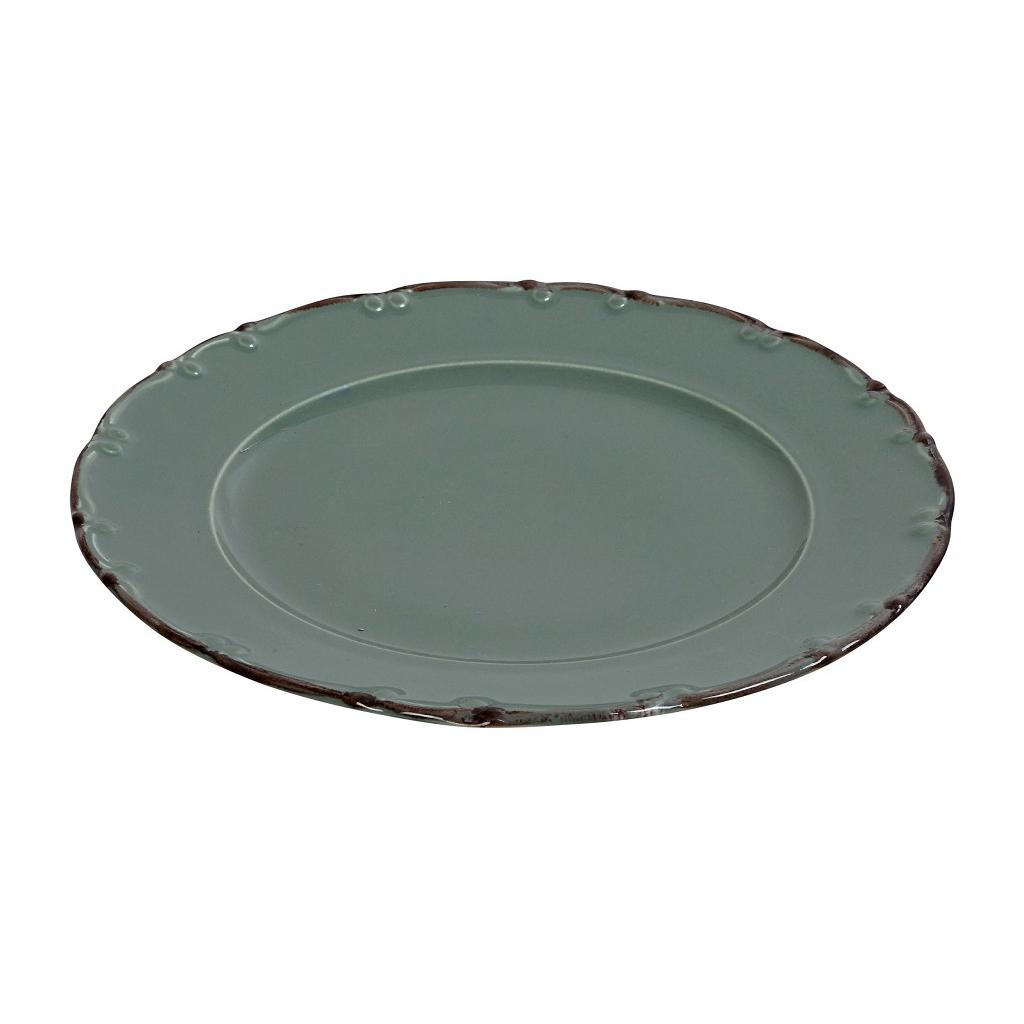 Πιάτο Ρηχό Στρογγυλό Πορσελάνη Πράσινο Με Καφέ Rim Φ27cm Liana Espiel TLU101K6 - 0