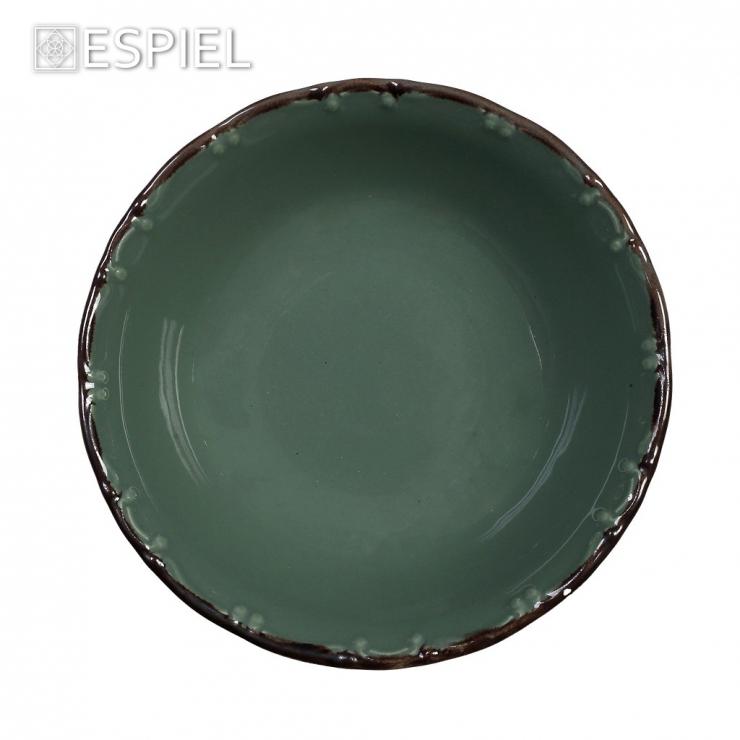 Μπόλ Βαθύ Στρογγυλό Πράσινο Με Καφέ Rim Φ16cm Πορσελάνη Liana Espiel TLU140K6 - 1