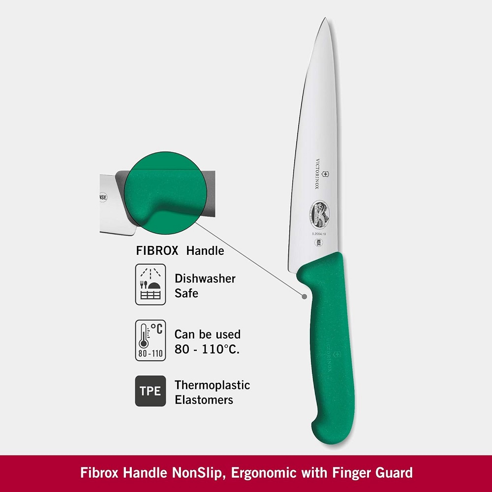 Μαχαίρι Chef 19cm Ανοξείδωτο Πράσινη Λαβή Fibrox Victorinox 5.2004.19 - 1