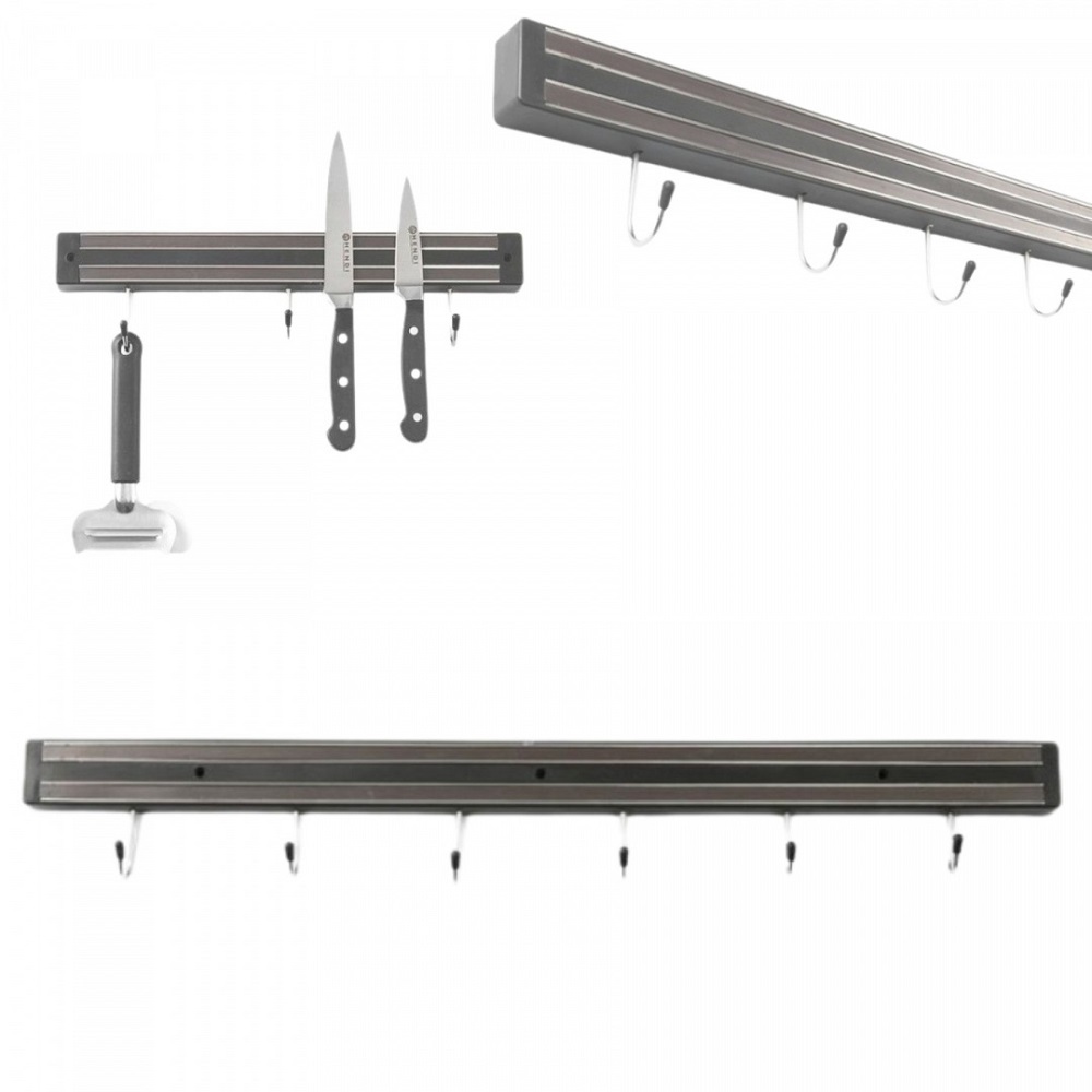 Επιτοίχιος Μαγνήτης Μαχαιριών 60cm Με 6 Άγκιστρα 820407 Hendi 30.40688 - 1