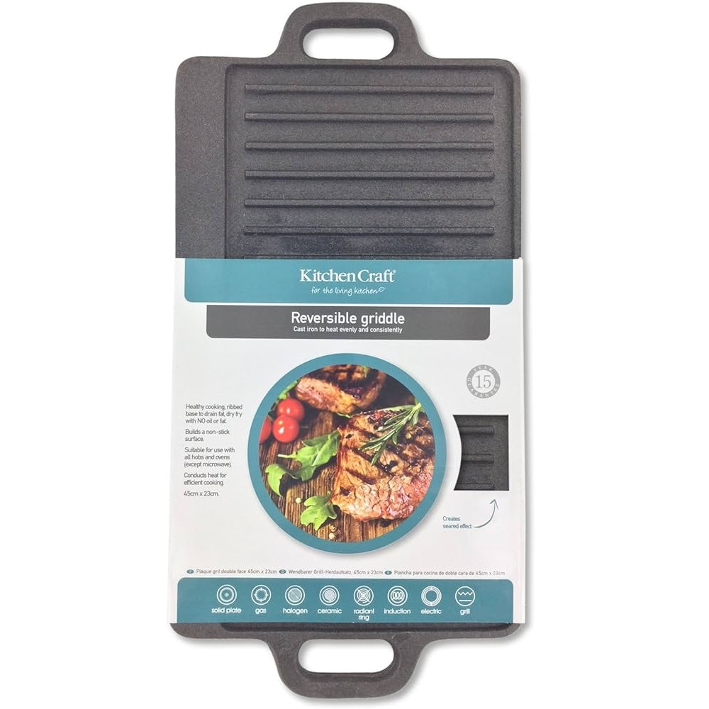 Πλάκα Ψησίματος Μαντεμένια 2 Όψεων 45x23cm KCCIGRID KitchenCraft 35.00900 - 0