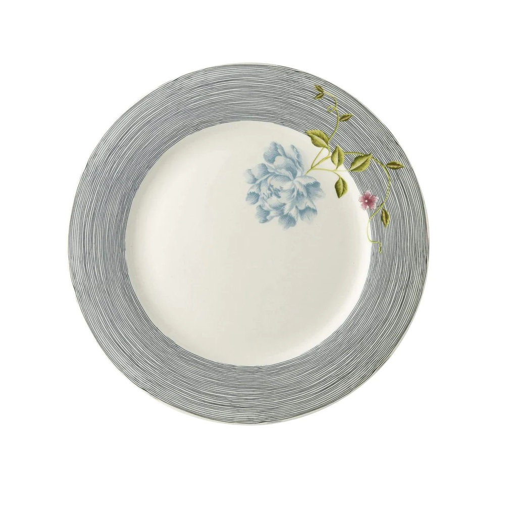 Πιάτο Ρηχό Πορσελάνης Στρογγυλό Φ26cm Midnight Pinstripe Uni Heritage Laura Ashley LA180457 - 0