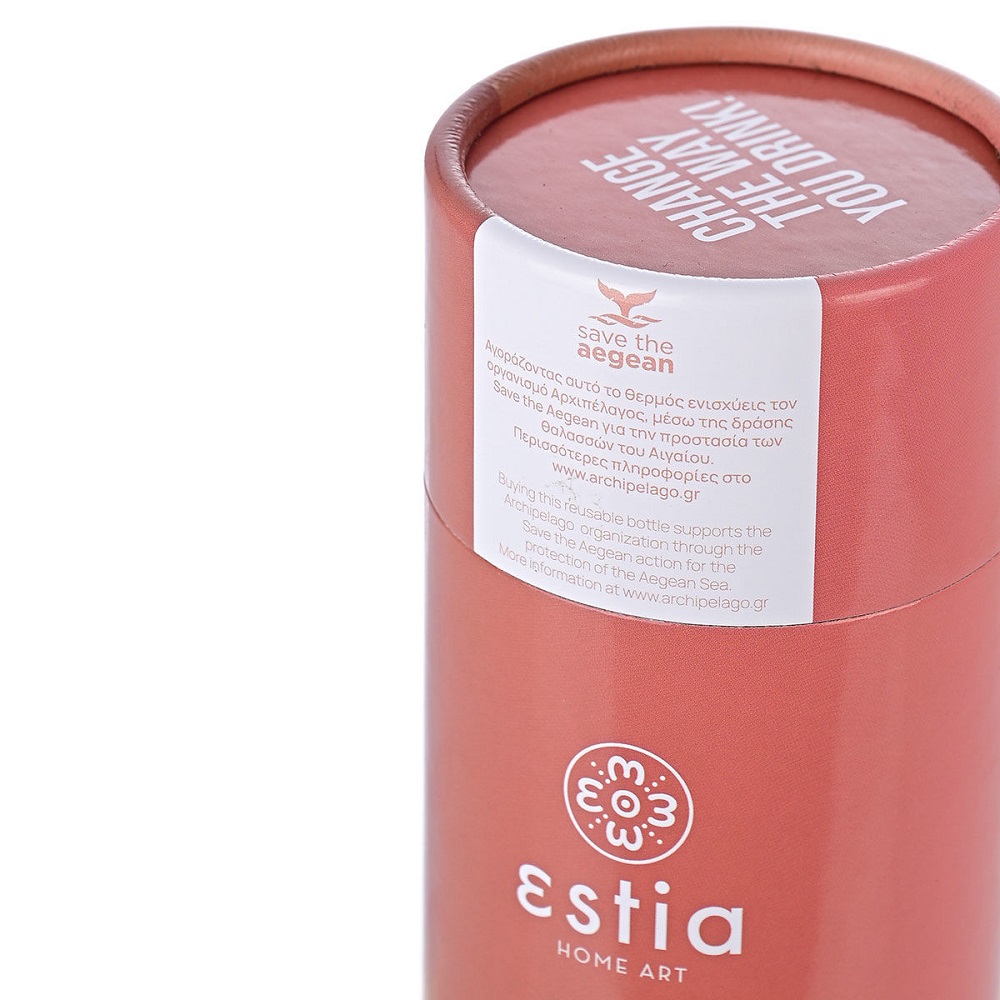 Μπουκάλι Ισοθερμικό Rose Gold Διπλού Τοιχώματος 500ml Ανοξείδωτο 18/8 Save the Aegean εstia Home Art 01-7836 - 3