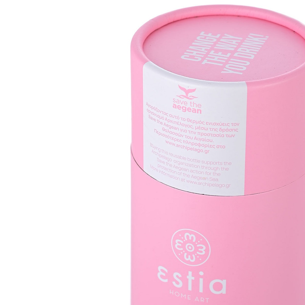 Μπουκάλι Ισοθερμικό Blossom Rose Διπλού Τοιχώματος 500ml Ανοξείδωτο 18/8 Save the Aegean εstia Home Art 01-7812 - 3