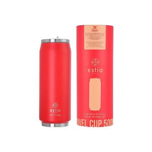 Ποτήρι Ισοθερμικό Scarlet Red Διπλού Τοιχώματος 500ml Ανοξείδωτο 18/8 Με Καλαμάκι Save the Aegean εstia Home Art 01-9854 - 54321