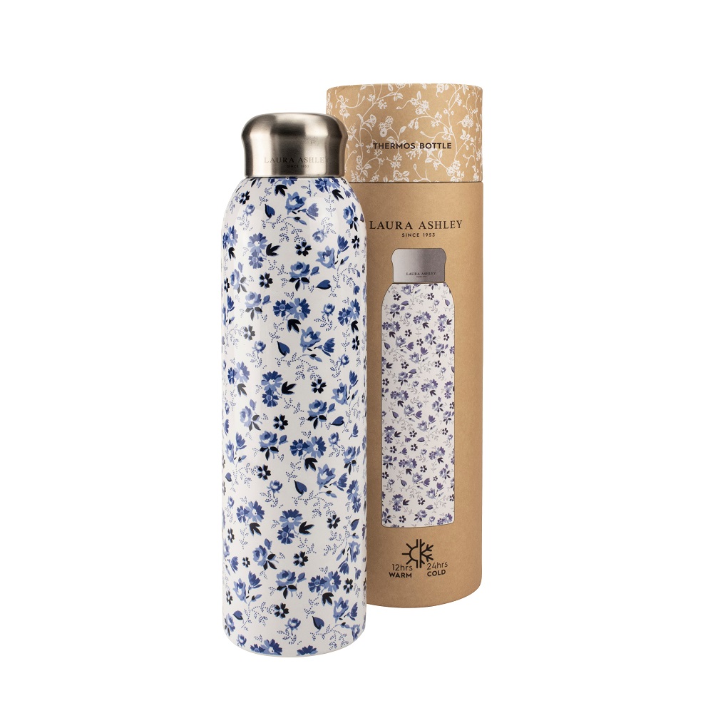 Μπουκάλι Θερμός Ανοξείδωτος 500ml Φ7,8xH26,5cm Petit Fleur Blue To Go Laura Ashley LA182921 - 1