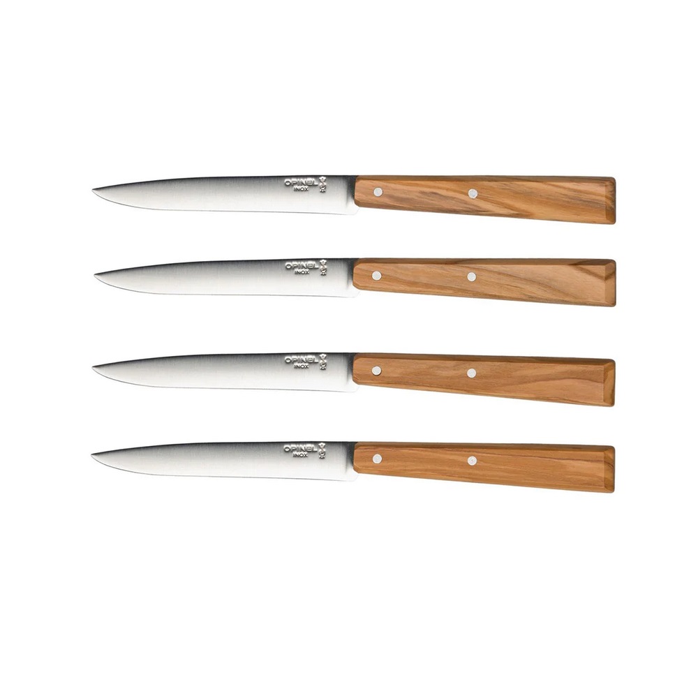 Μαχαίρια Steak Κουτί 4 Τεμαχίων 10,16cm Ατσάλι Sandvik 12C27 Bon Appétit Olive Wood Opinel 001515 - 1