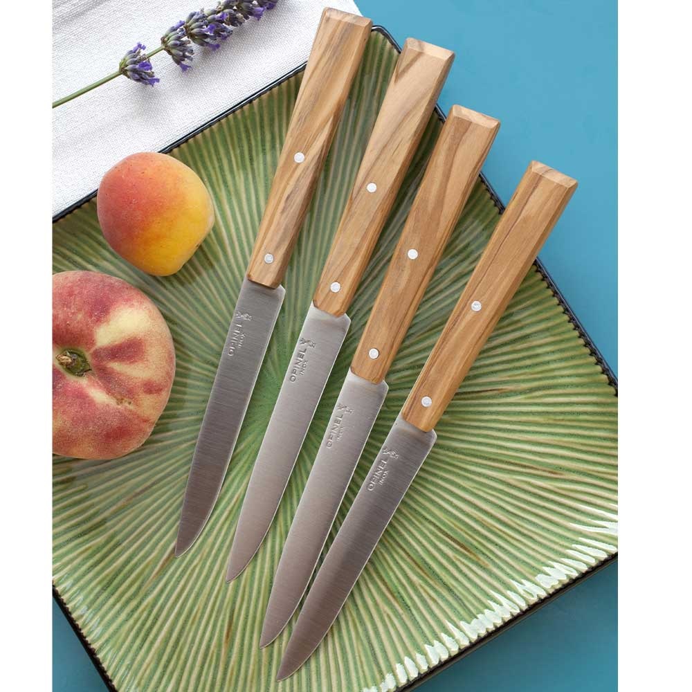 Μαχαίρια Steak Κουτί 4 Τεμαχίων 10,16cm Ατσάλι Sandvik 12C27 Bon Appétit Olive Wood Opinel 001515 - 3