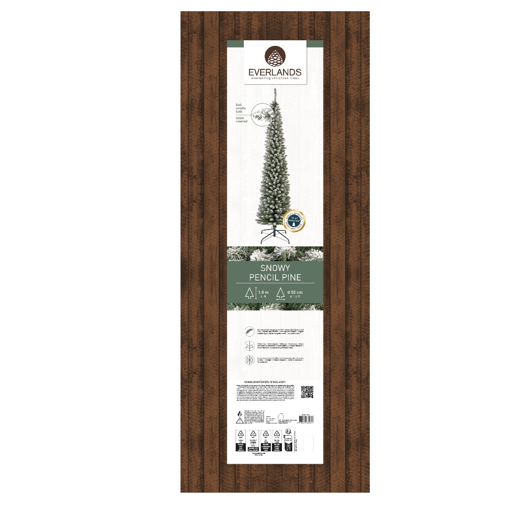 Χριστουγεννιάτικο Δέντρο Snowy Pencil Pine 180cm με 430 Κλαδιά και Εφέ Χιονιού - Everlands 684021 - 4