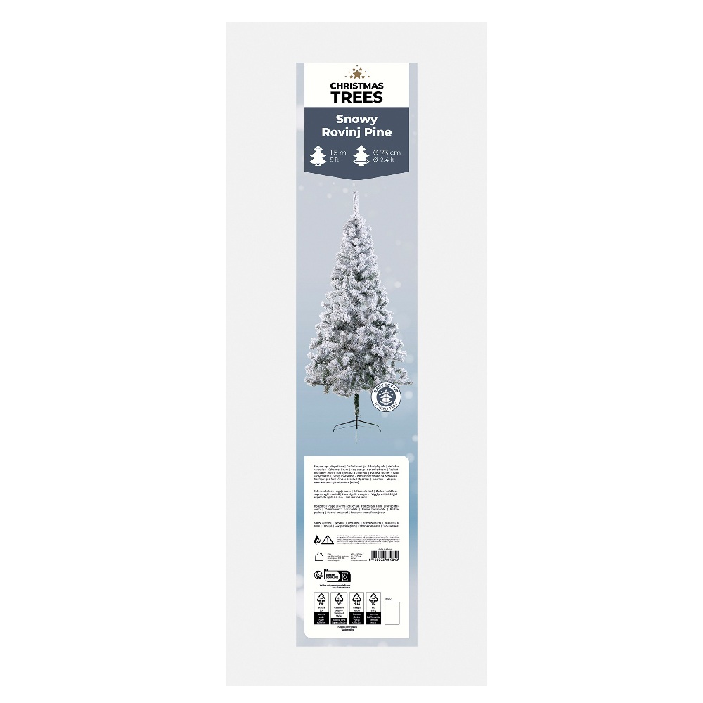 Χριστουγεννιάτικο Δέντρο Snowy Rovinj Pine 150cm με Χιονισμένο Φινίρισμα και Μεταλλική Βάση Everlands 684260 - 4