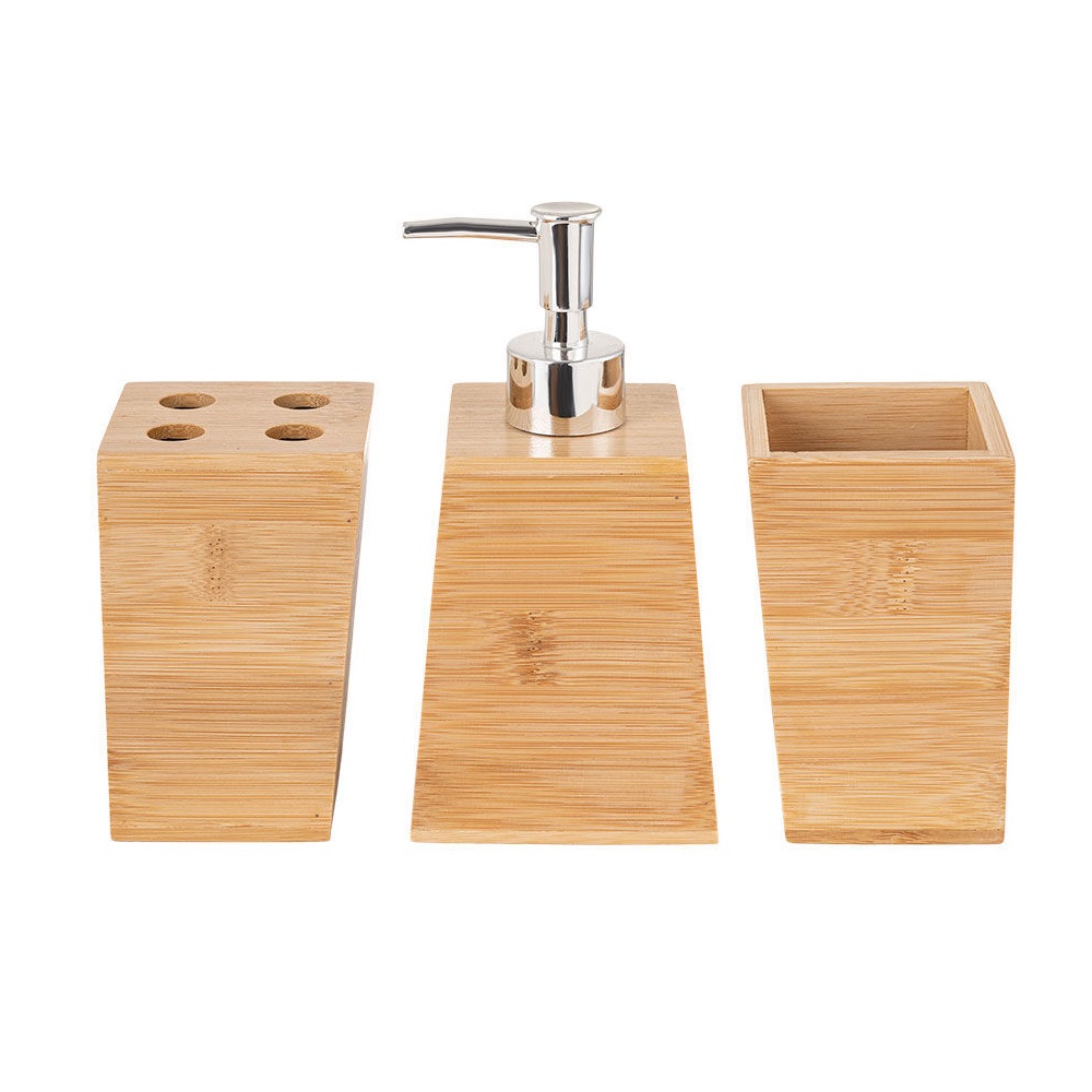 Αξεσουάρ 3 Τμχ Μπάνιου Με Βάση Bamboo Essentials εstia Home Art 02-13066 - 2