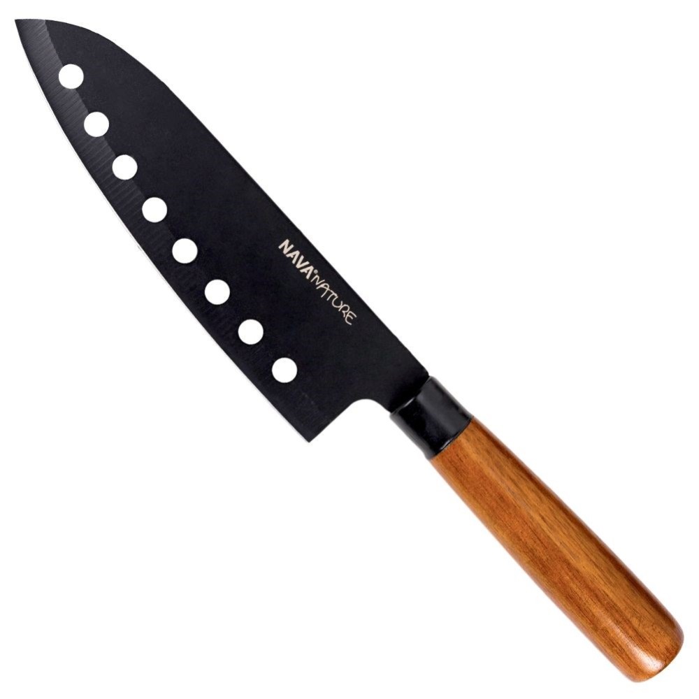 Μαχαίρι Santoku Ανοξείδωτο 29,5cm Με Αντικολλητική Επίστρωση & Ξύλινη Λαβή Nature Nava 10-054-021 - 0