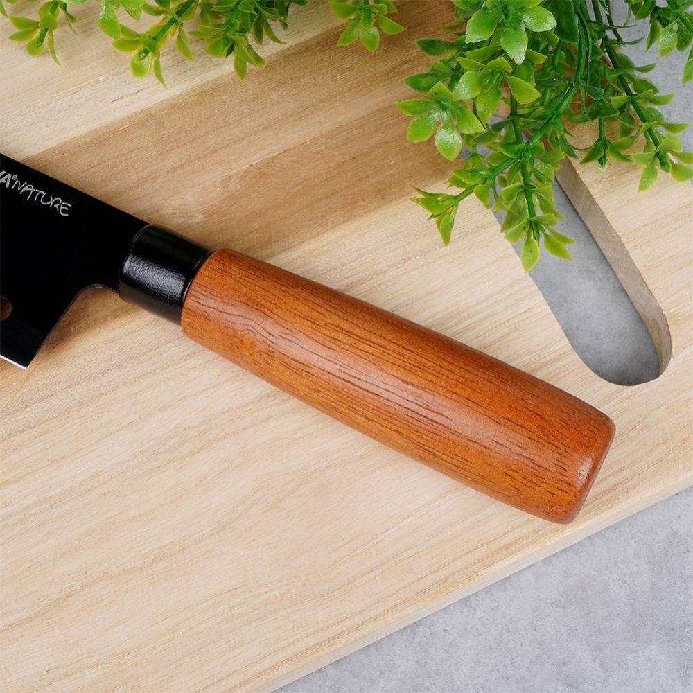 Μαχαίρι Santoku Ανοξείδωτο 29,5cm Με Αντικολλητική Επίστρωση & Ξύλινη Λαβή Nature Nava 10-054-021 - 2