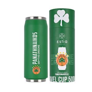 Ποτήρι Ισοθερμικό Panathinaikos BC Edition Διπλού Τοιχώματος 500ml Ανοξείδωτο 18/10 Με Καλαμάκι εstia Home Art 00-12335 - 55209