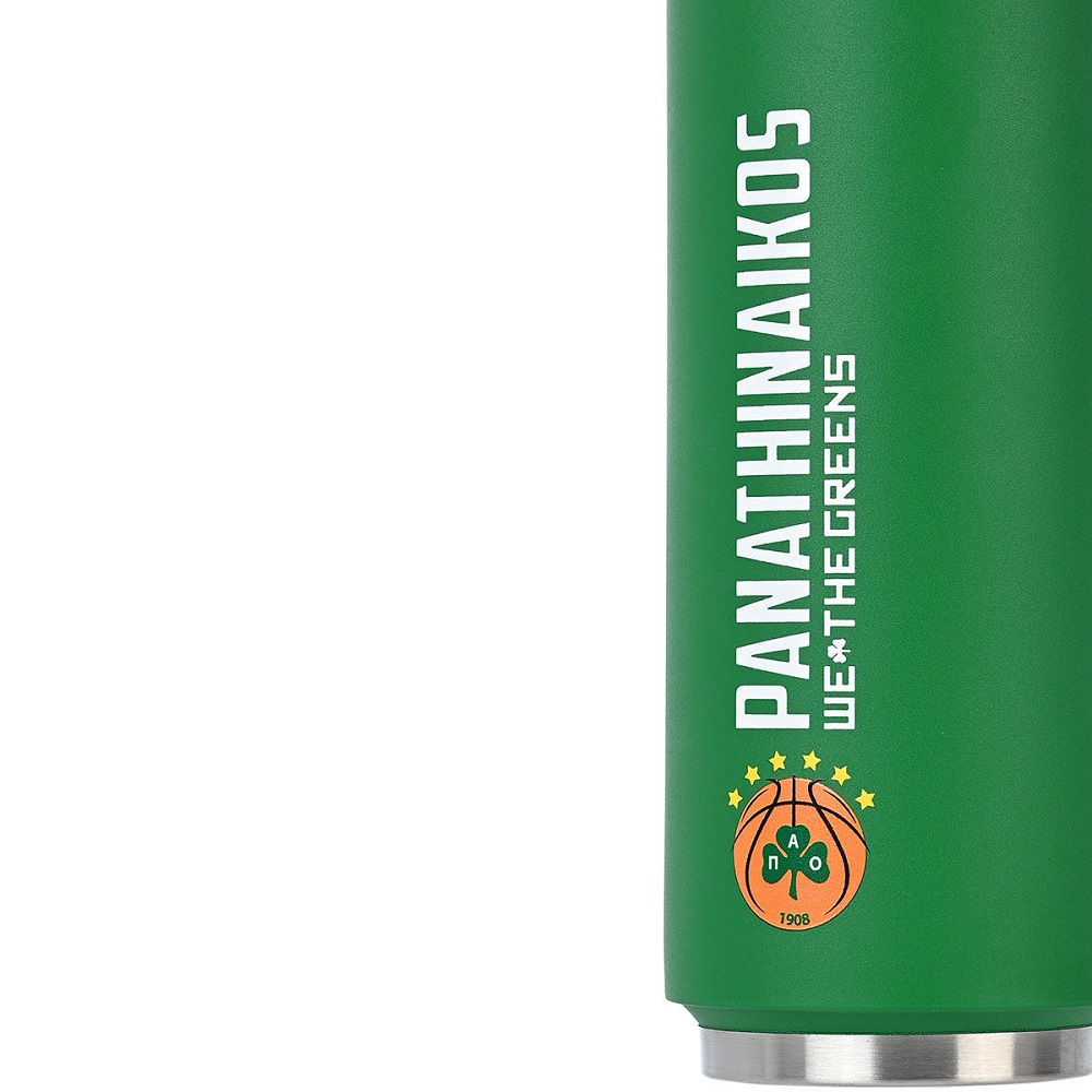 Ποτήρι Ισοθερμικό Panathinaikos BC Edition Διπλού Τοιχώματος 500ml Ανοξείδωτο 18/10 Με Καλαμάκι εstia Home Art 00-12335 - 2