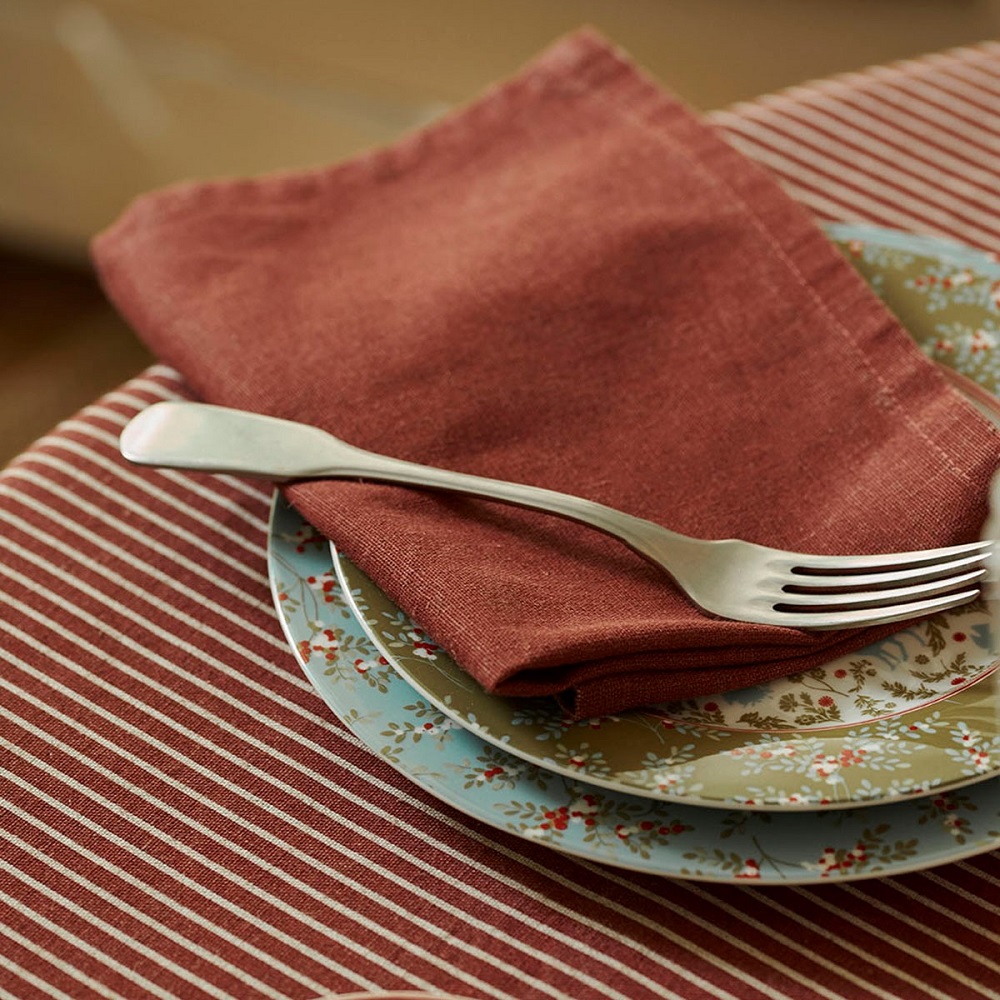 Πετσέτα Φαγητού 45x45cm Daniela Oxblood Solid Red Kitchen Linen Laura Ashley LA183172 - 4