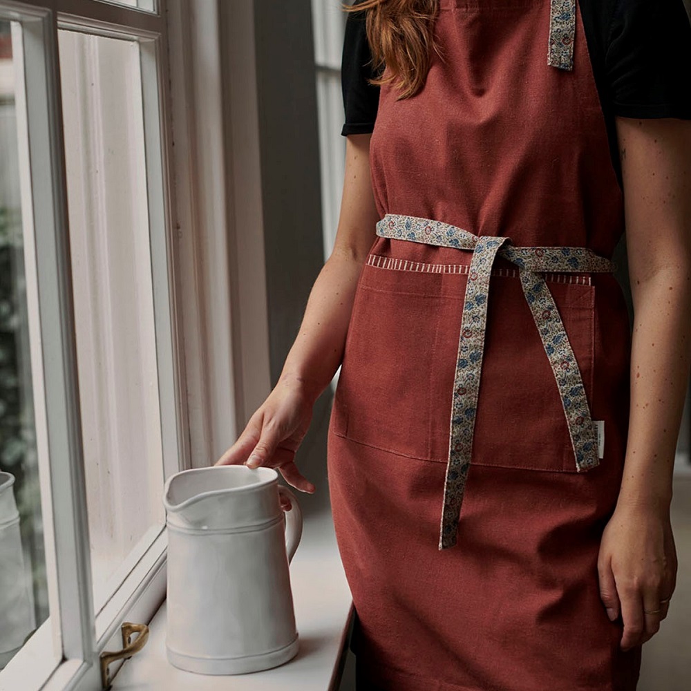 Ποδιά Κουζίνας 85x78cm Βαμβακερή Μπορντό Daniela Oxblood Red Kitchen Linen Laura Ashley LA183167 - 3