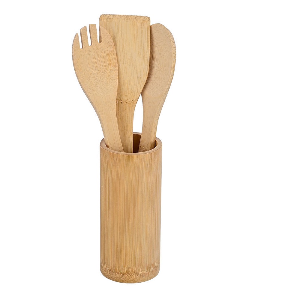 Εργαλεία Μαγειρικής Με Θήκη 4 τμχ Bamboo Essentials εstia Home Art 02-18191 - 0