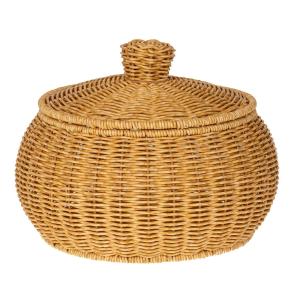 Καλάθι με Καπάκι Κρεμ Rattan Πλαστικό Φ29x21,5εκ iliadis 85957 - 76604