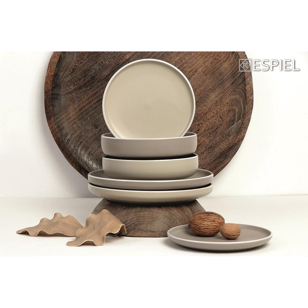 Πιάτο Stoneware Ρηχό Step Φ20,3xH2,5cm Grey Mood Espiel ATA121 - 1