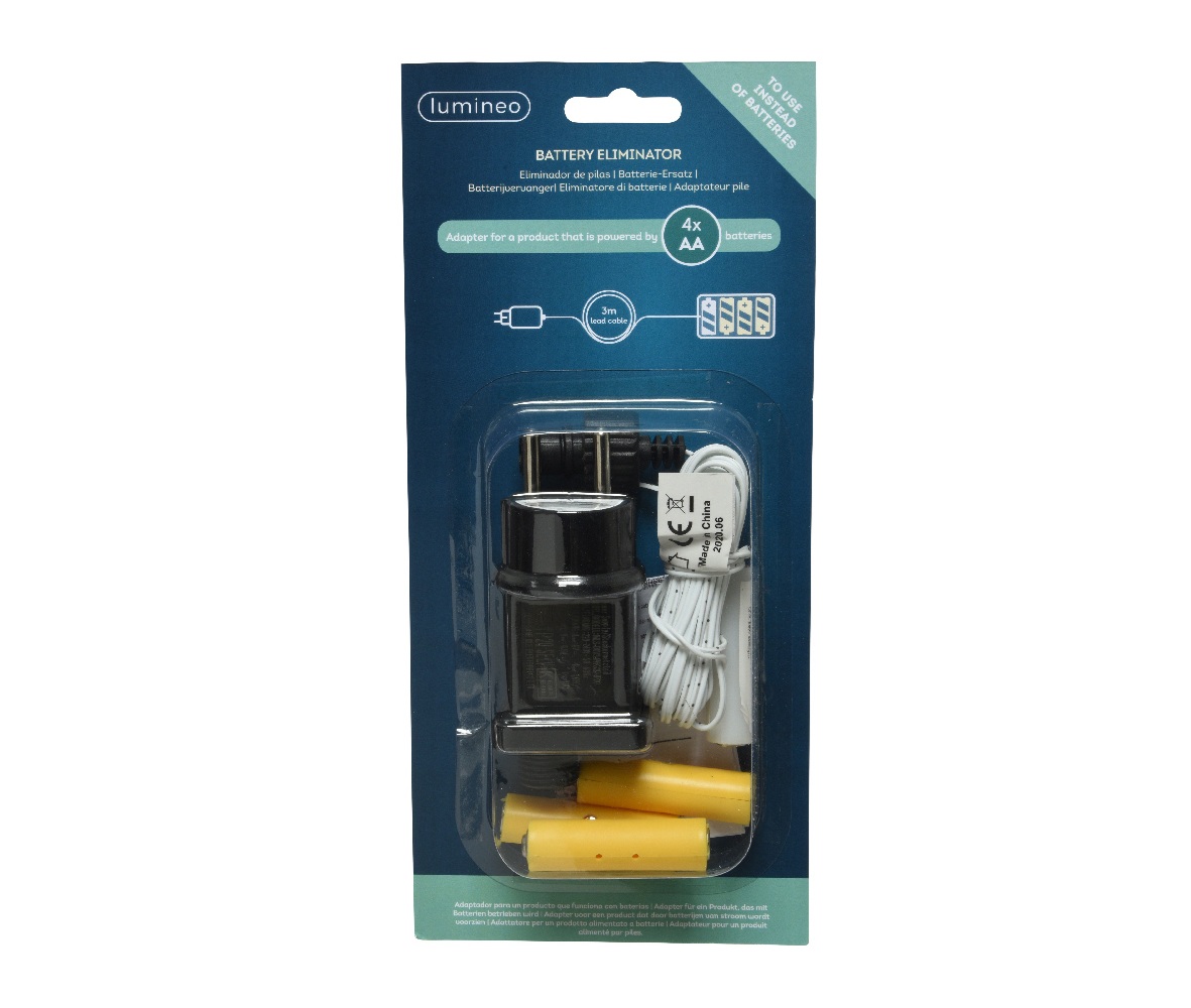 Battery Eliminator 4xAA, Λευκό, Μήκος Καλωδίου 3m για Εσωτερική Χρήση Lumineo 483394 - 0