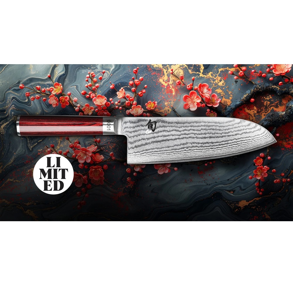 Μαχαίρι Santoku Φαρδύ 7.5" (19 εκ.) Limited Edition Shun Classic Red Handle Kai DM-0717RD - 1