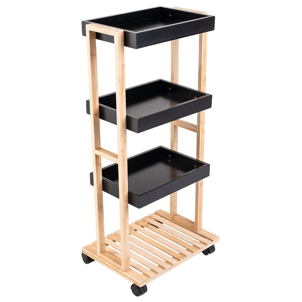 Τρόλεϊ Αποθήκευσης Μαύρο 4 Επιπέδων 40x30x88cm Bamboo Essentials εstia Home Art 01-13035 - 0