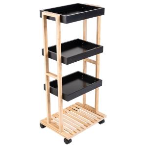 Τρόλεϊ Αποθήκευσης Μαύρο 4 Επιπέδων 40x30x88cm Bamboo Essentials εstia Home Art 01-13035 - 76815