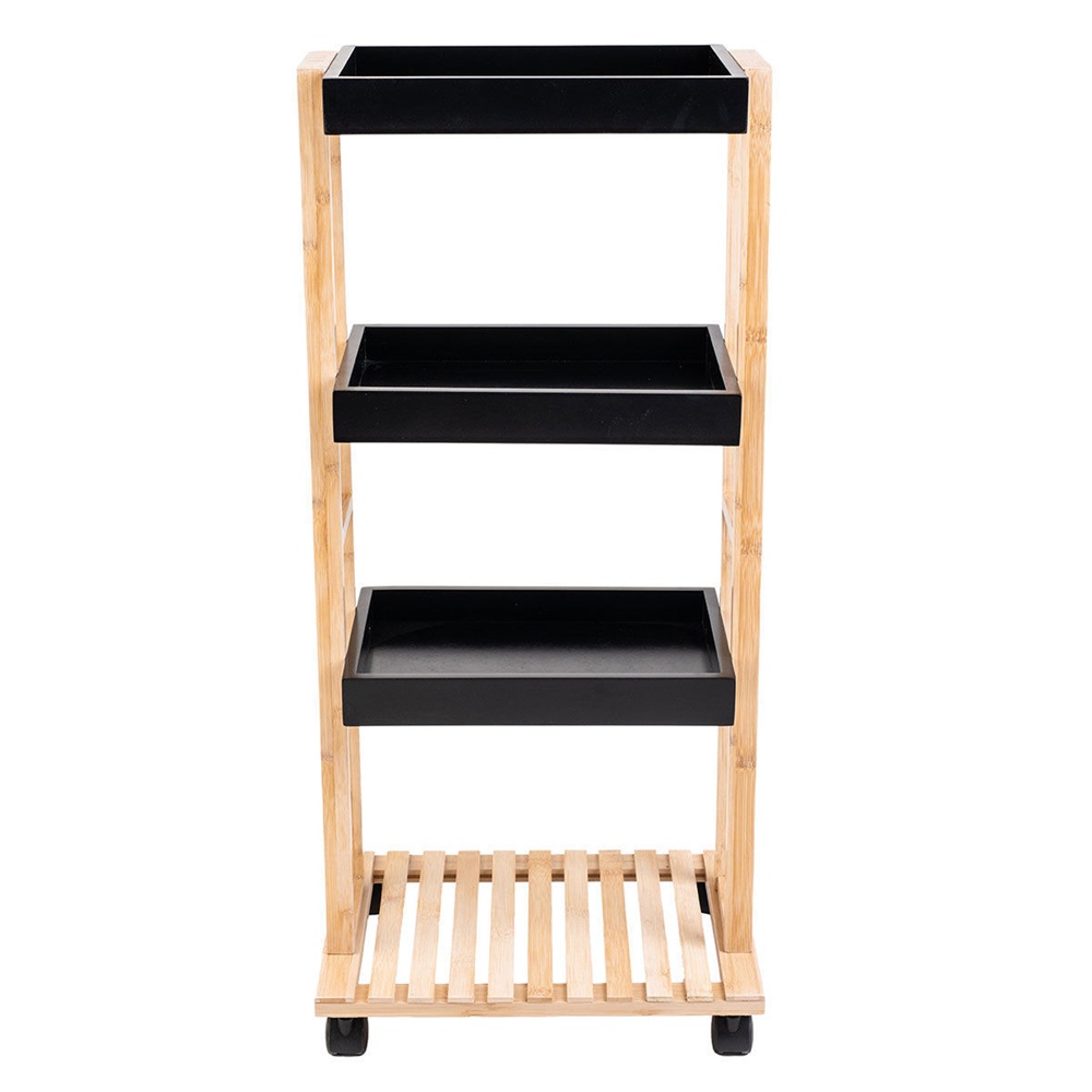 Τρόλεϊ Αποθήκευσης Μαύρο 4 Επιπέδων 40x30x88cm Bamboo Essentials εstia Home Art 01-13035 - 1