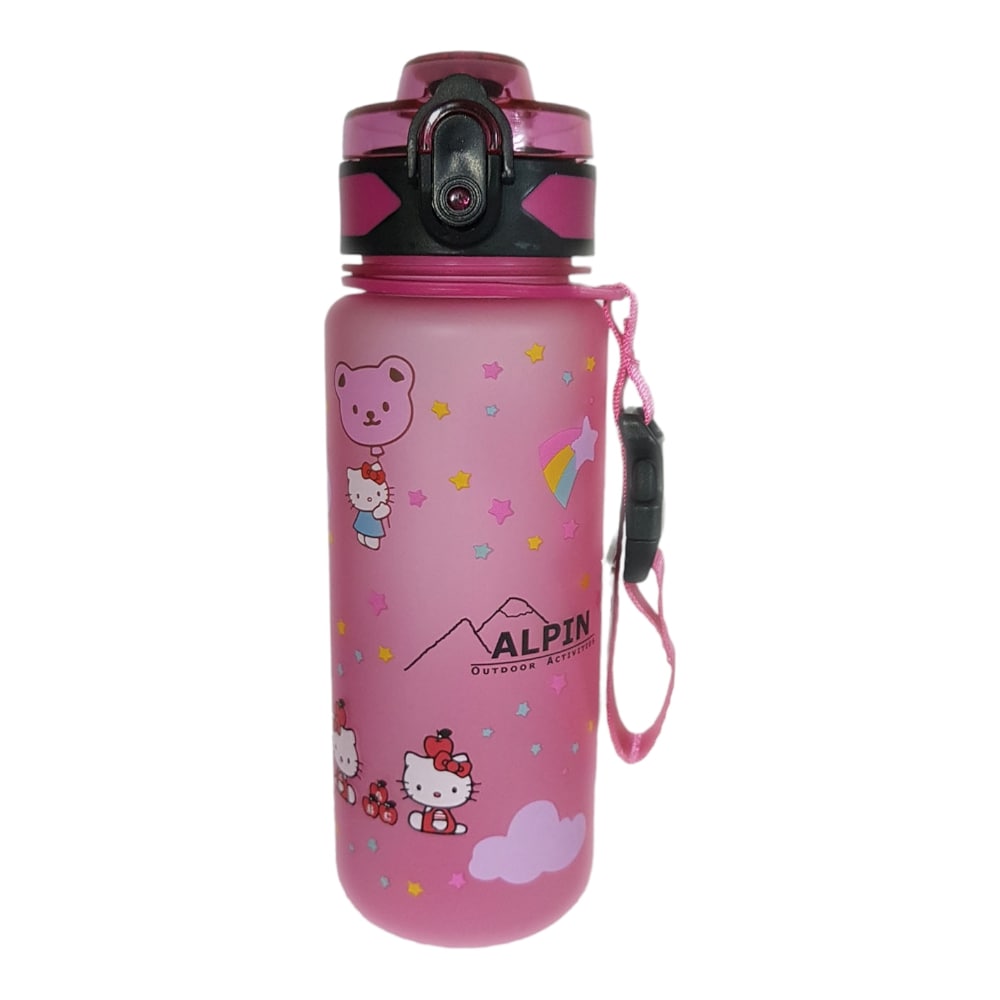 Παγούρι πλαστικό χωρίς καλαμάκι Alpin Outdoor 500ml ροζ με γάτες 1220Β