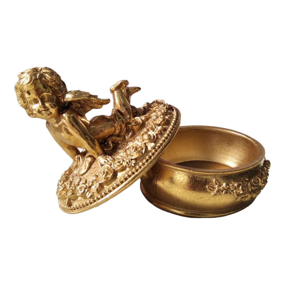 Κοσμηματοθήκη κεραμική με αγγελάκι χρυσό11,3X12,5εκ. 600-44951