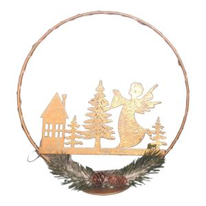 Χριστουγεννιάτικος κύκλος διακοσμητικός με βάση,μεταλλικός,Φ.24εκ. 603049 - 23992