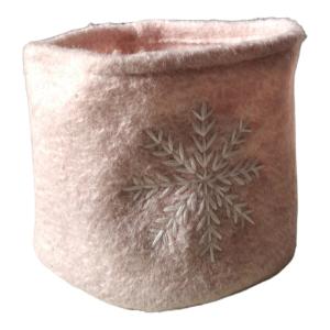 Καλάθι γούνινο ροζ πούδρα με χιονονιφάδα 10Χ13εκ. 680573 - 23981