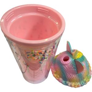 Ποτήρι Πλαστικό με Καλαμάκι παγωτό μονόκερος,ροζ παστέλ,400ml, 528 - 30967
