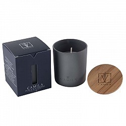 Κερί αρωματικό Camila 140gr. 7.5X8εκ. σε βαζάκι με ξύλινο καπάκι Musk & Blackberries CMLW24/803