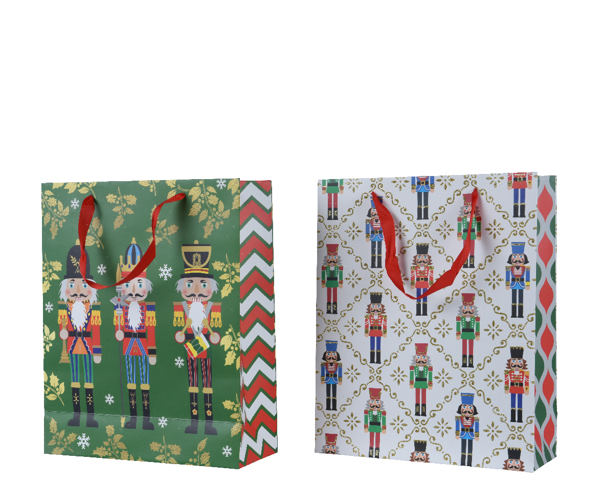 Χριστουγεννιάτικη Τσάντα Χάρτινη για Δώρο,2 Σχέδια 12x30x42εκ.,Kaemingk,451741