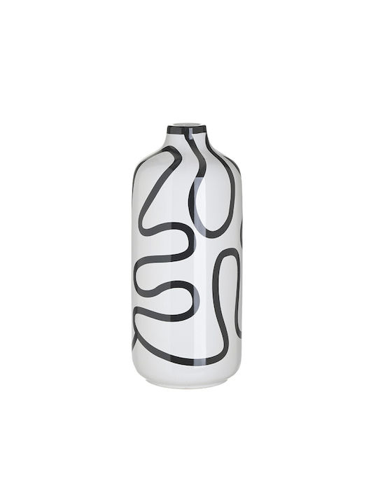 Διακοσμητικό Βάζο Κεραμικό Λευκό - Μαύρο 13x13x30cm,3-70-129-0245