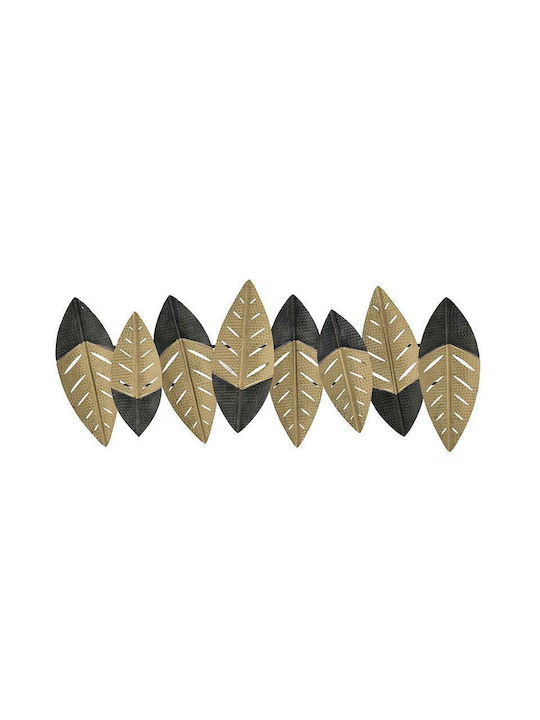 Διακοσμητικό Τοίχου από Μέταλλο Φύλλα Χρυσό-Μαύρο 98x7x56cm 3-70-712-0022