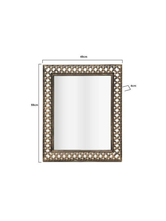 Καθρέπτης Τοίχου με Χρυσό Πλαστικό Πλαίσιο 59x49cm 3-95-058-0031
