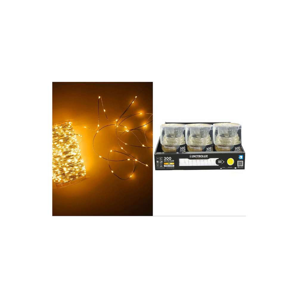 Χριστουγεννιάτικα λαμπάκια 300microled χρυσό φως με προγράμματα και σύρμα 22.5m. 405870O