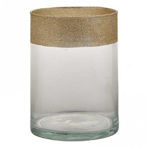 Γυάλινο βάζο,Κυλινδρικό,Διάφανο με χρυσό glitter στο στόμιο Υ.25εκ. Φ.12εκ. TIGLIO 4712/25114 - 25862