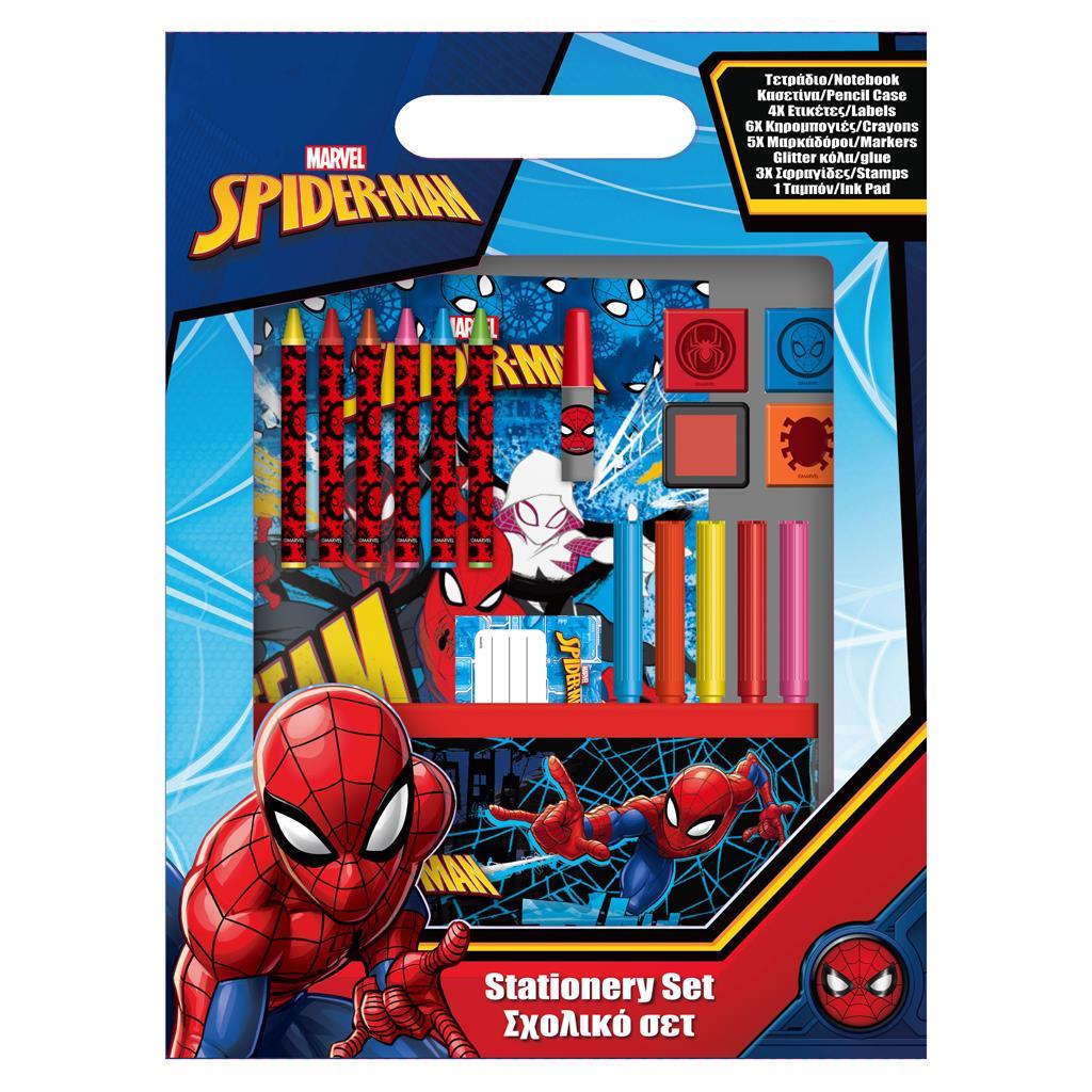 Παιδικό Σετ Γραφικής Ύλης με Μολύβι, Γόμα και Κασετίνα Spiderman 508056