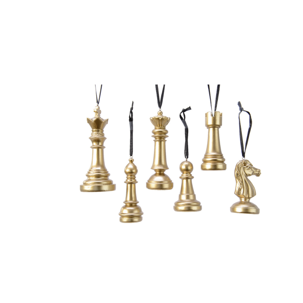 Χριστουγεννιάτικη φιγούρα κρεμαστή,πιόνια σκάκι,χρυσό,8εκ,-Kaemingk,522201