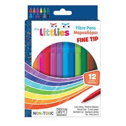 Μαρκαδόροι Ζωγραφικής Λεπτοί σε 12 Χρώματα The Littlies Fibre Pens 646032