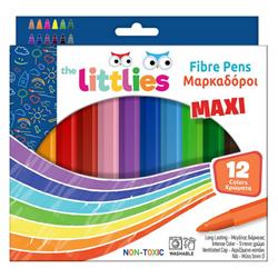 Μαρκαδόροι Ζωγραφικής Χονδροί σε 12 Χρώματα The Littlies Fibre Pens 646034