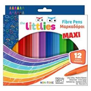 Μαρκαδόροι Ζωγραφικής Χονδροί σε 12 Χρώματα The Littlies Fibre Pens 646034 - 13661