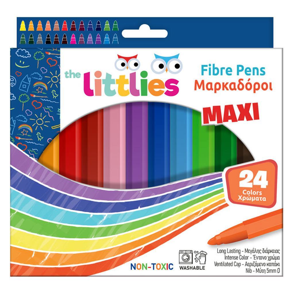 Μαρκαδόροι Ζωγραφικής Χονδροί σε 24 Χρώματα The Littlies Fibre Pens 646230